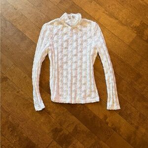 Women's Textured Long-Sleeve Mock Neck Top - White